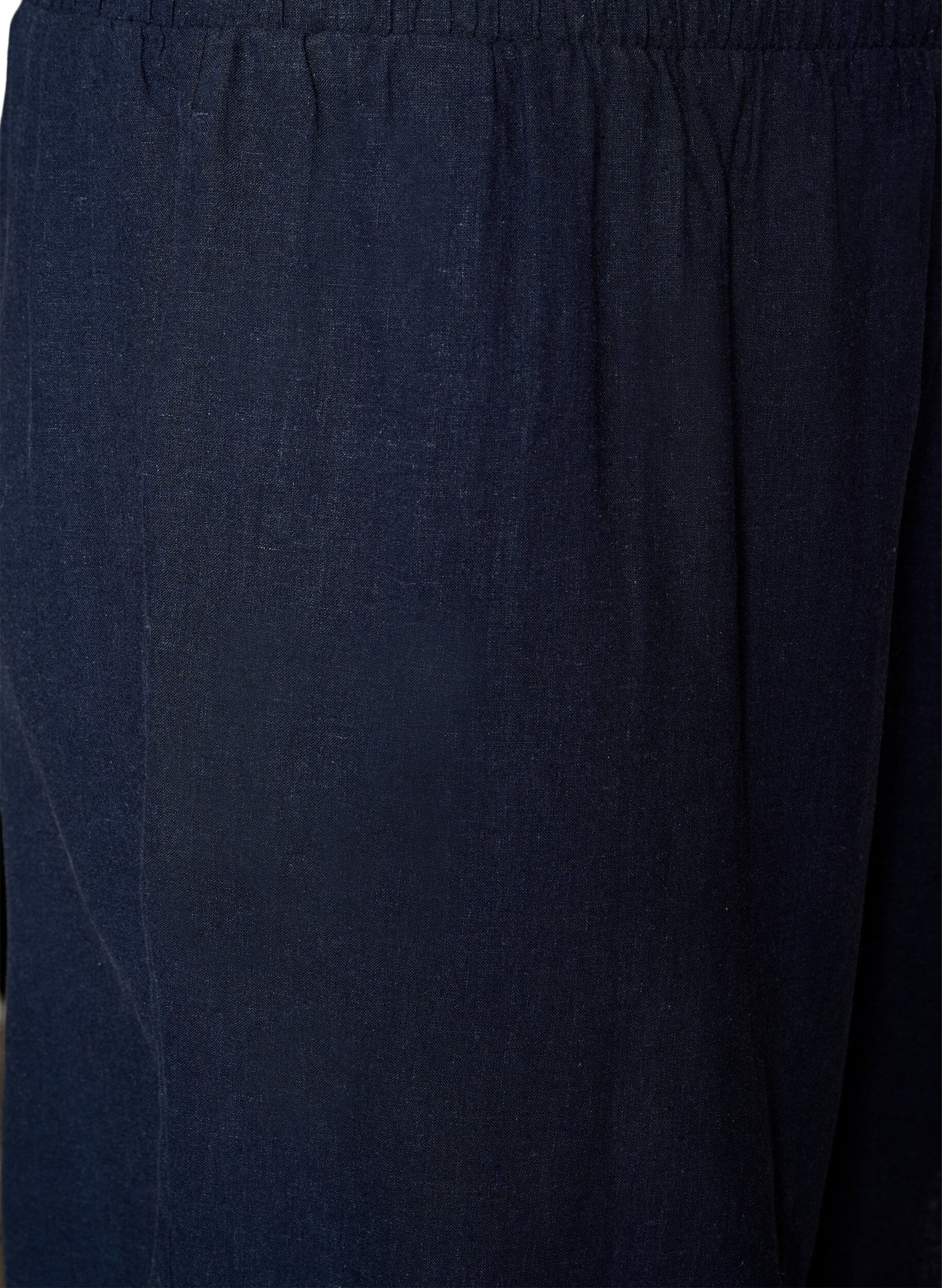 Zizzi Korkeavy&ouml;t&auml;r&ouml;iset pellava- ja viskoosishortsit, Sininen, Packshot image number 3