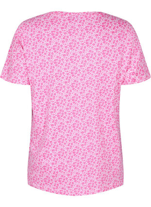 Kukallinen t-paita puuvillaa v-pääntiellä, Shocking Pink AOP, Packshot image number 1