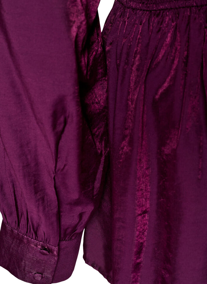 Kiilt&auml;v&auml; viskoosipusero peplum-efektill&auml;, Violetti, Packshot image number 3