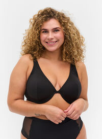 Kaarituelliset rintaliivit kevyellä tekstuurilla , Black, Model