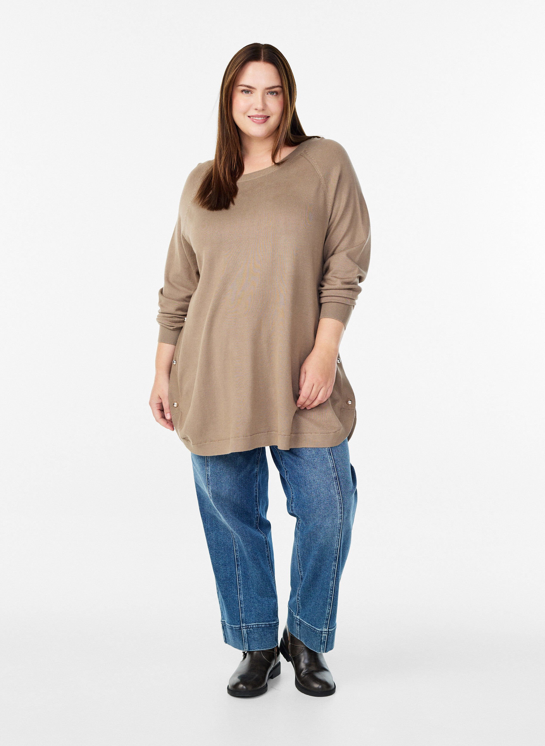 ZizziNeulepusero sivunapeilla, Beige, Model image number 1