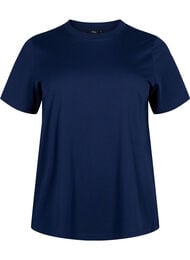 Puuvillainen perus-T-paita, jossa on py&ouml;re&auml; kaula-aukko, Sininen