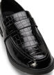 Leveälestiset krokotiilikuvioiset loaferit nahkaa, Black, Packshot image number 3