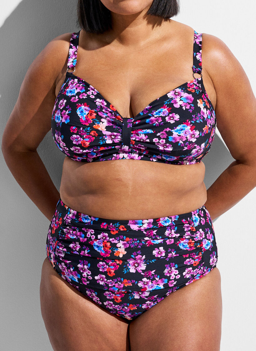 Kaarituelliset bikiniyl&auml;osa kuosilla, Violetti, Model image number 3