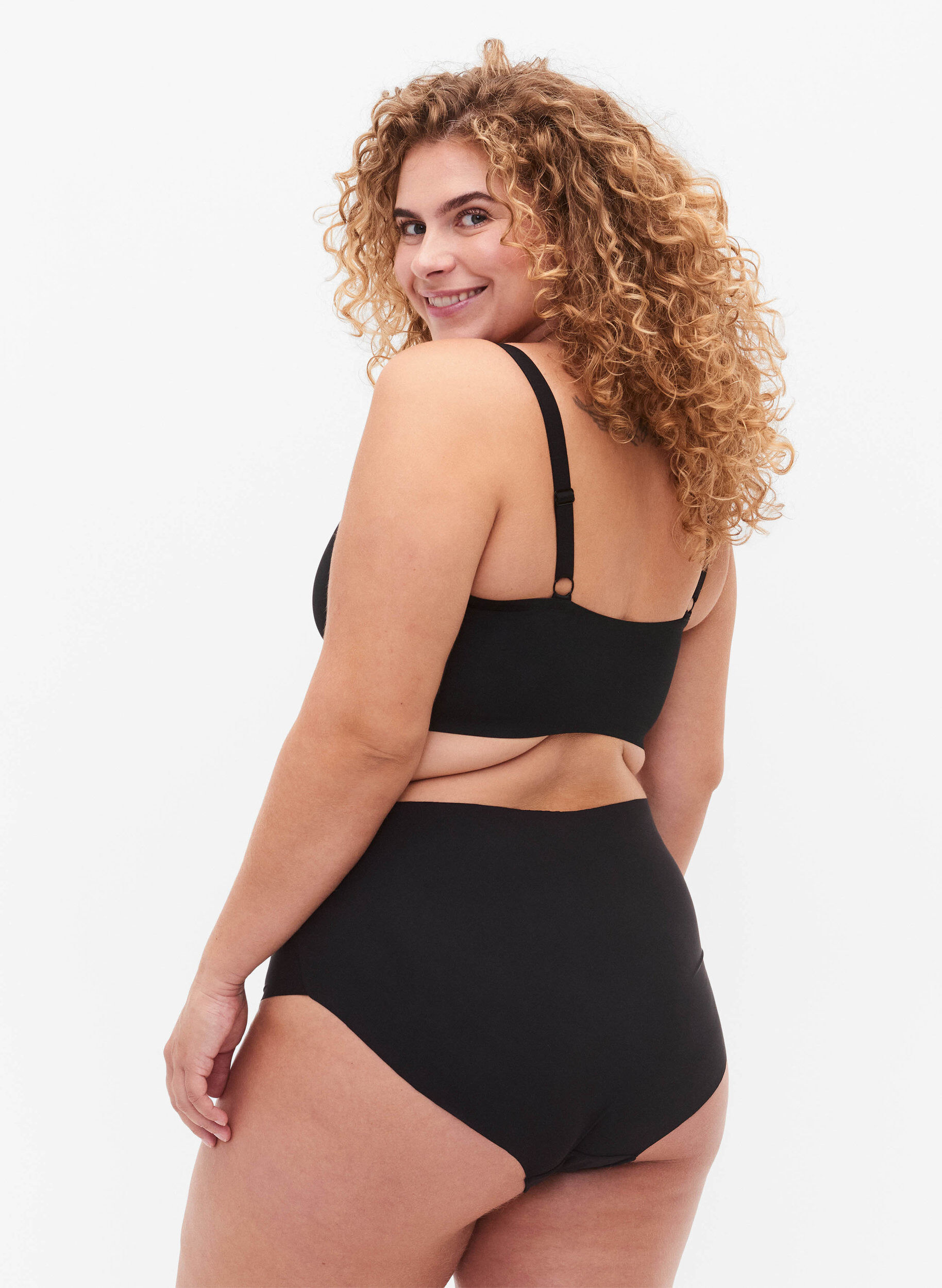 Zizzi2-pack saumattomat alushousut, Musta, Model image number 1