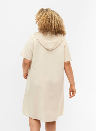 Puuvillan ja pellavan sekoitteesta valmistettu hupullinen mekko, Sandshell, Model image number 1