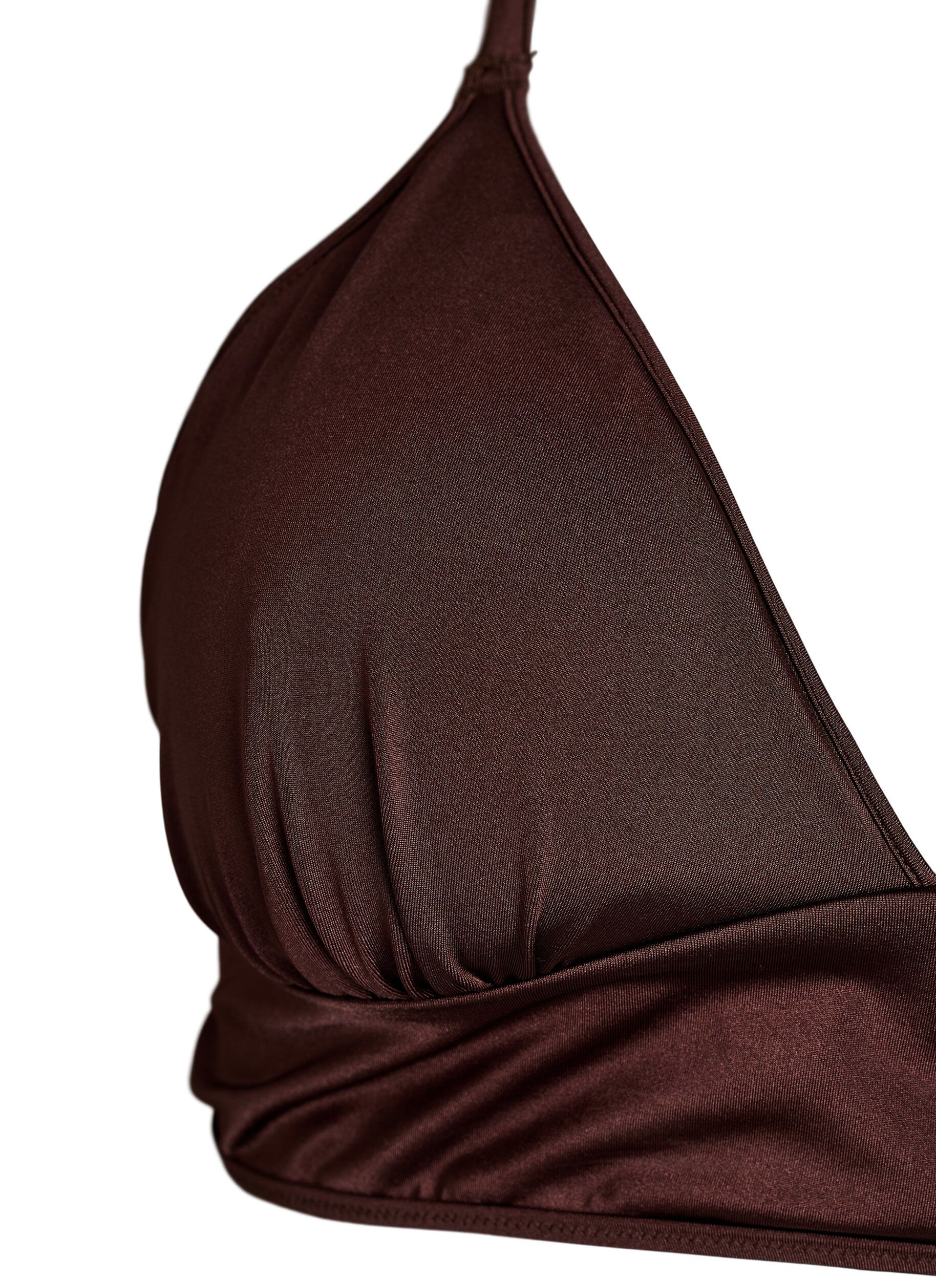 Zizzi K&auml;&auml;nnett&auml;v&auml; bikinitoppi V-p&auml;&auml;ntiell&auml; ja ristiselk&auml;olkaimilla, Ruskea, Packshot image number 2