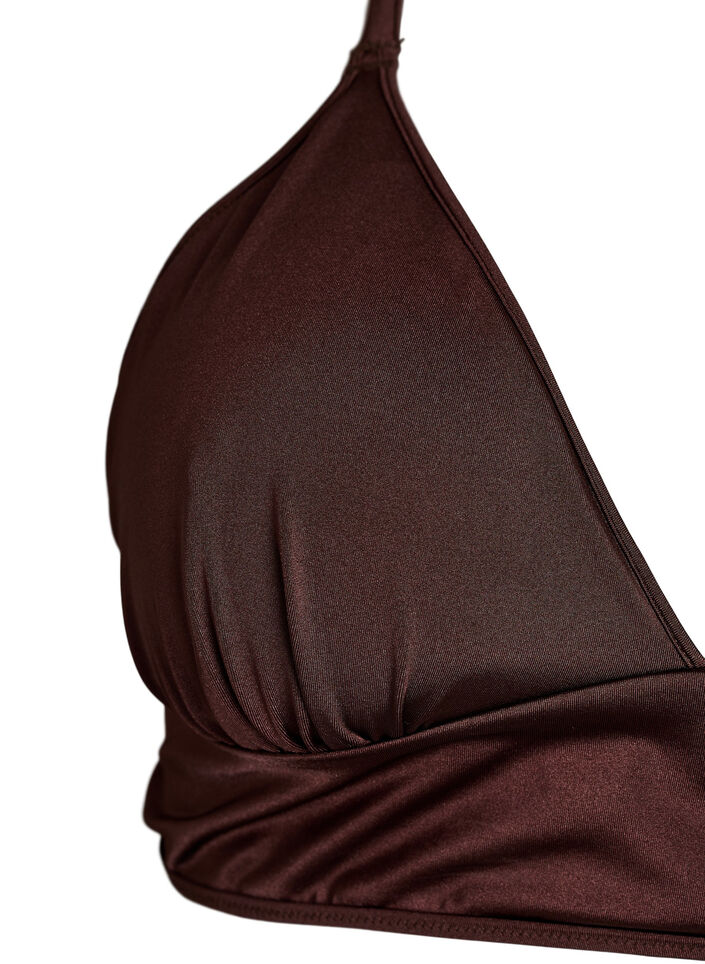 K&auml;&auml;nnett&auml;v&auml; bikinitoppi V-p&auml;&auml;ntiell&auml; ja ristiselk&auml;olkaimilla, Ruskea, Packshot image number 2
