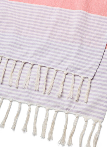 Raidallinen hammam-pyyhe hapsuilla, Pastel Lilac Comb, Packshot image number 3
