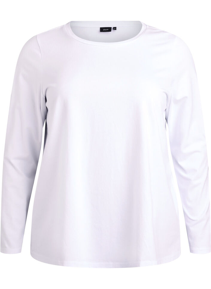 Perus jersey-paita pitkill&auml; hihoilla, Valkoinen, Packshot image number 0