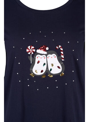 Jouluinen t-paita puuvillasta, Navy Blazer Penguin, Packshot image number 2