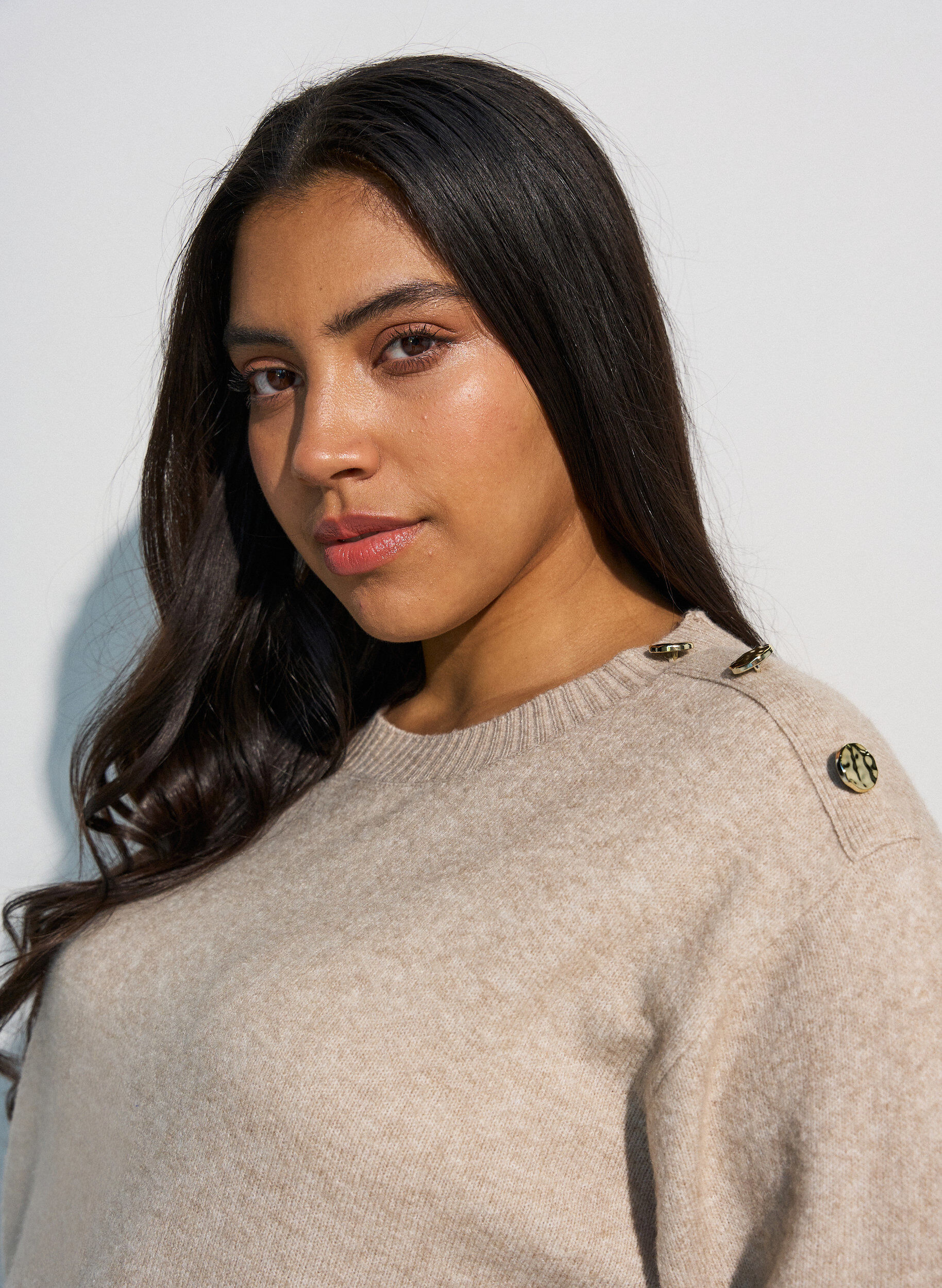 ZizziNeulepusero nappiyksityiskohdilla, Beige, Model image number 3