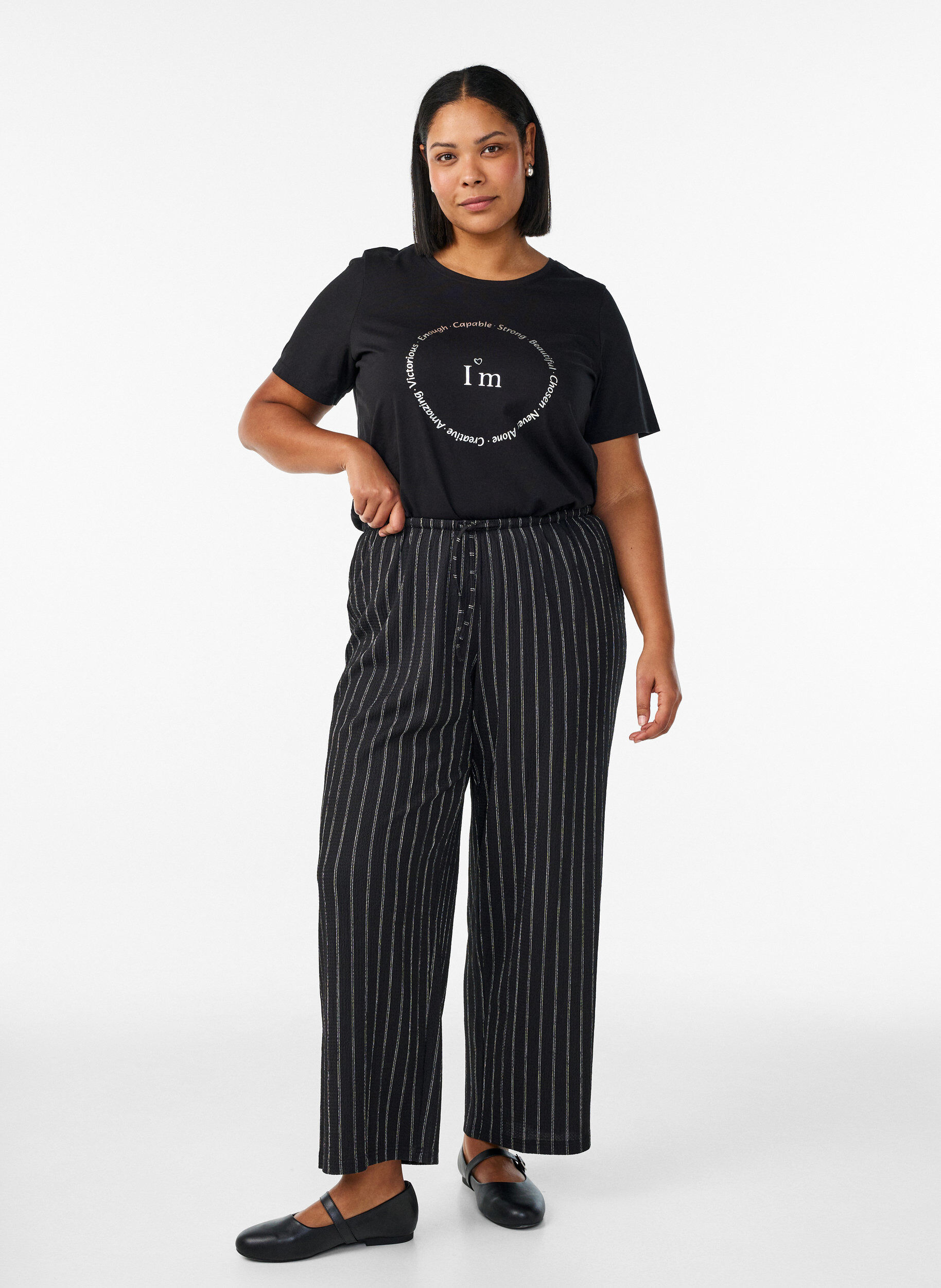 Zizzi T-paita printill&auml;, Musta, Model image number 1