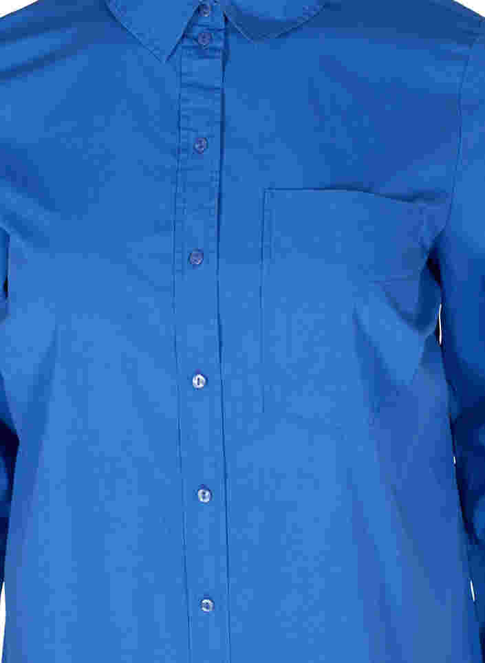 Pitkä puuvillapaita rintataskuilla, Dazzling Blue, Packshot image number 2