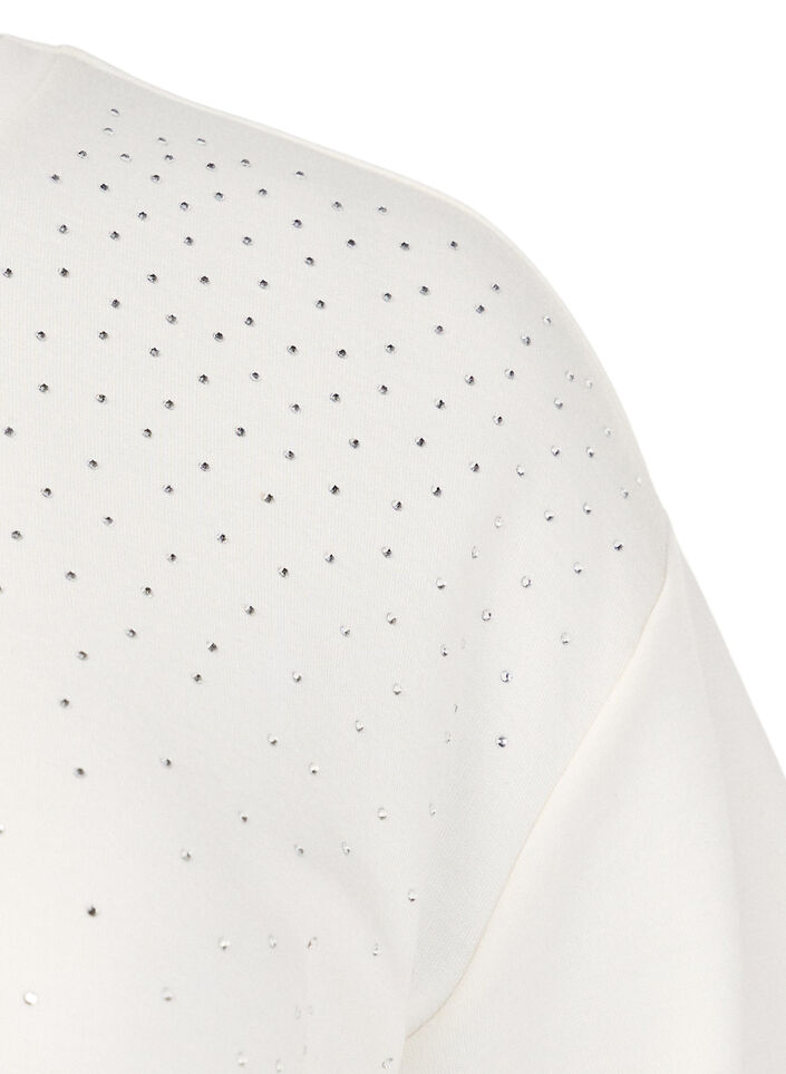 T-paita, jossa on strasseja ja pyöreä kaula-aukko., Valkoinen, Packshot image number 2