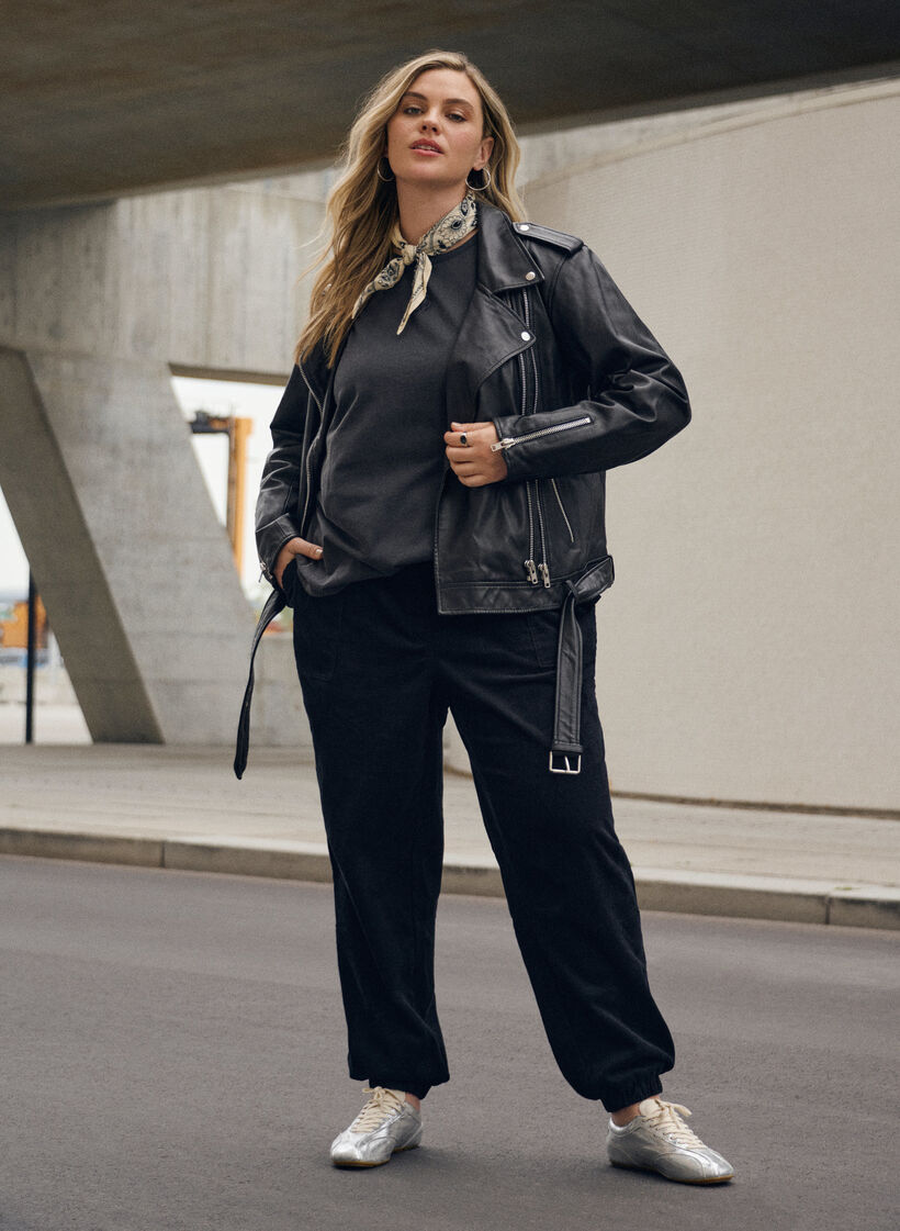 Samettihousut joustavalla vyötäröllä, Musta, Image