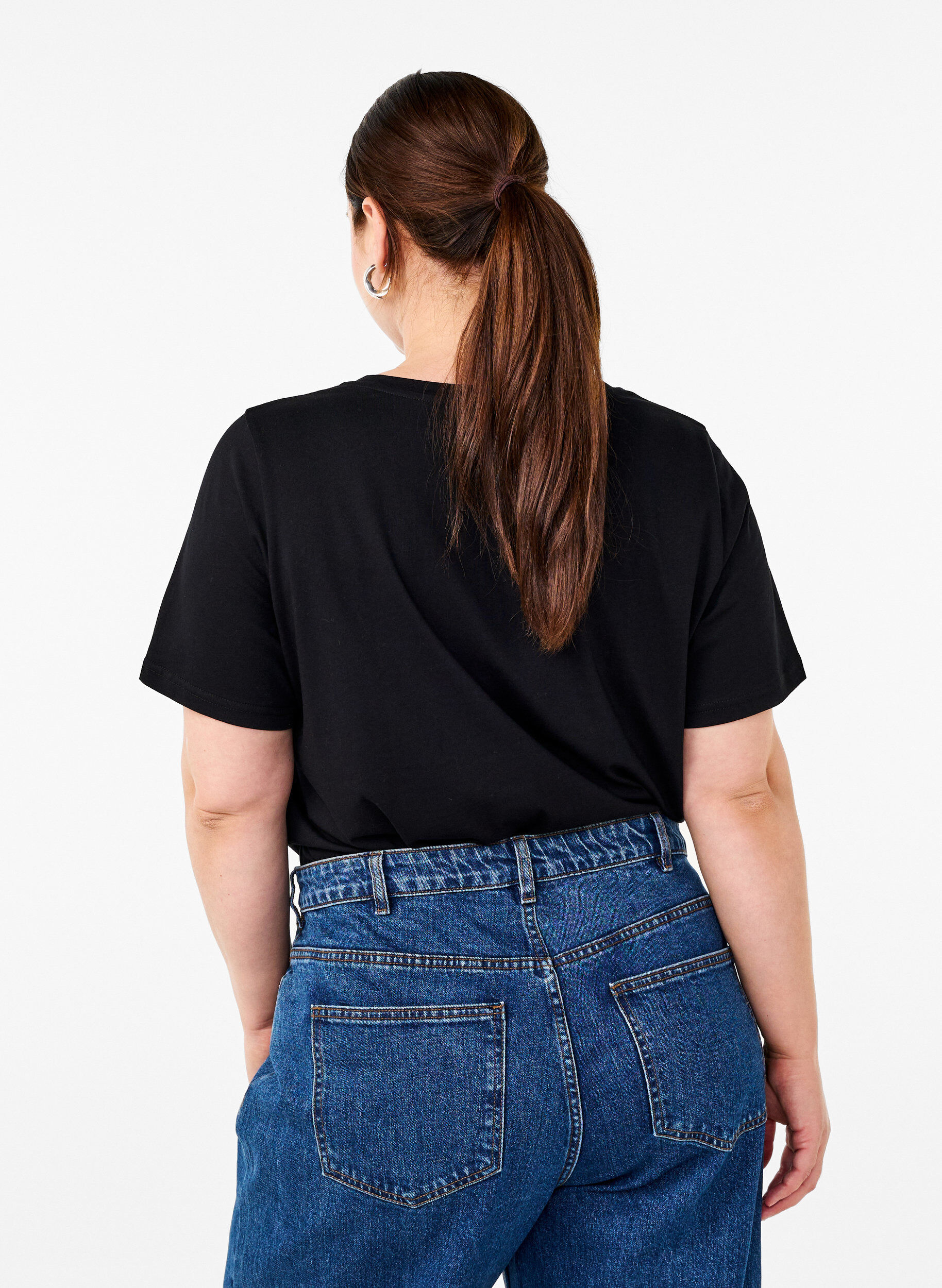 Zizzi Jouluiset t-paidat 100 % puuvillaa, Black w. Drinks, Model image number 1