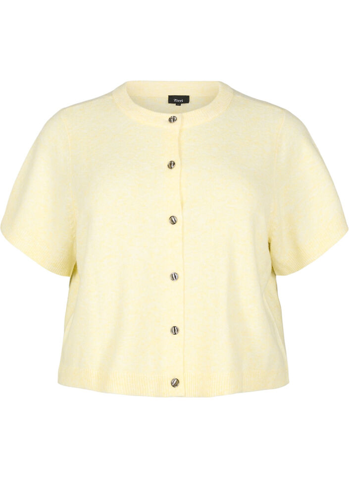 Lyhythihainen neuletakki, Keltainen, Packshot image number 0