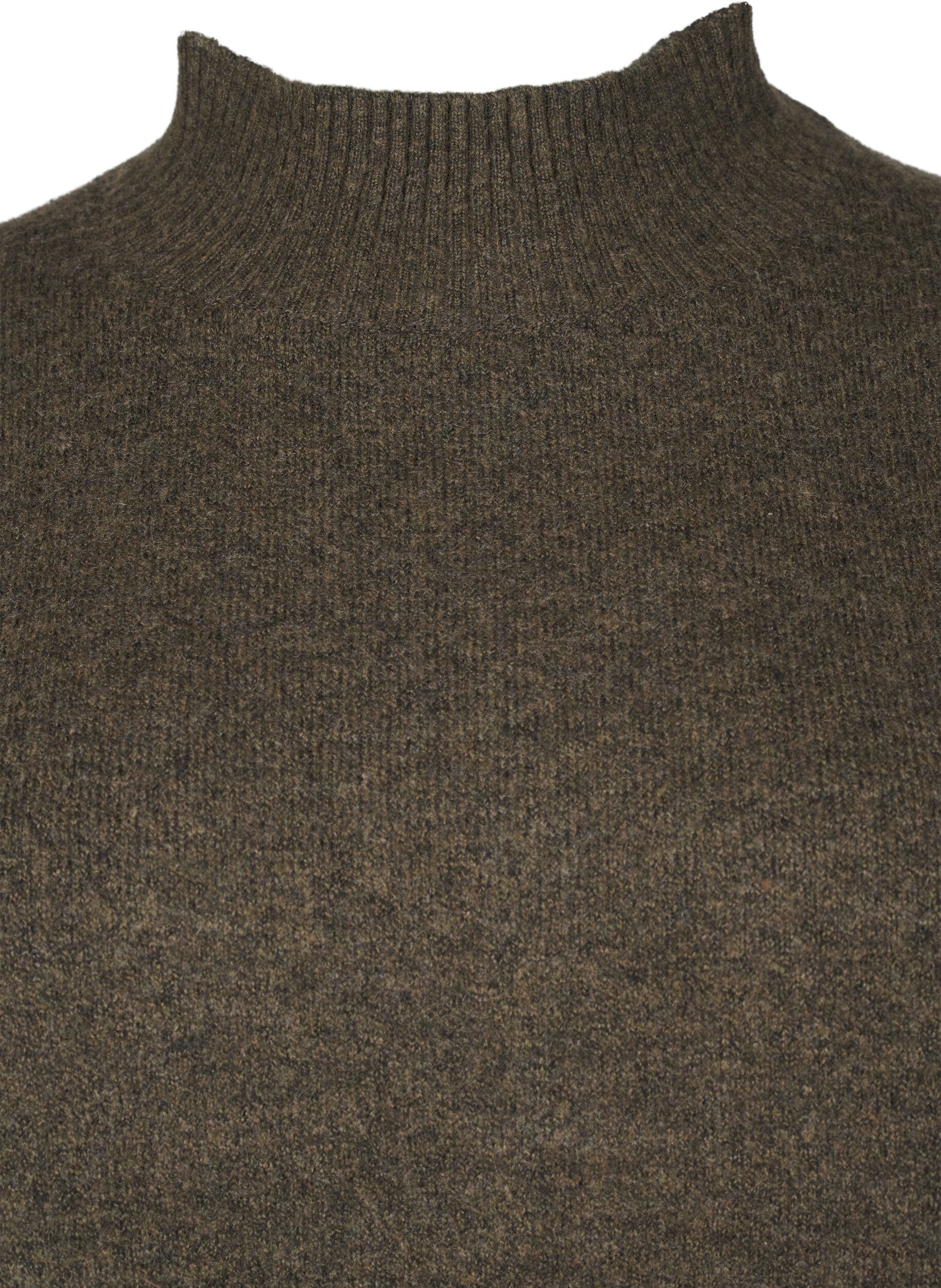 Zizzi Neulottu villapusero korkealla kaula-aukolla, Sea Turtle Mel., Packshot image number 2