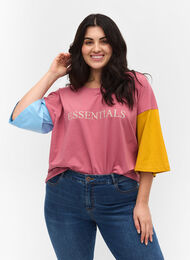T.paita 2/4-hihoilla ja kontrastiväreillä, Pink Blocking