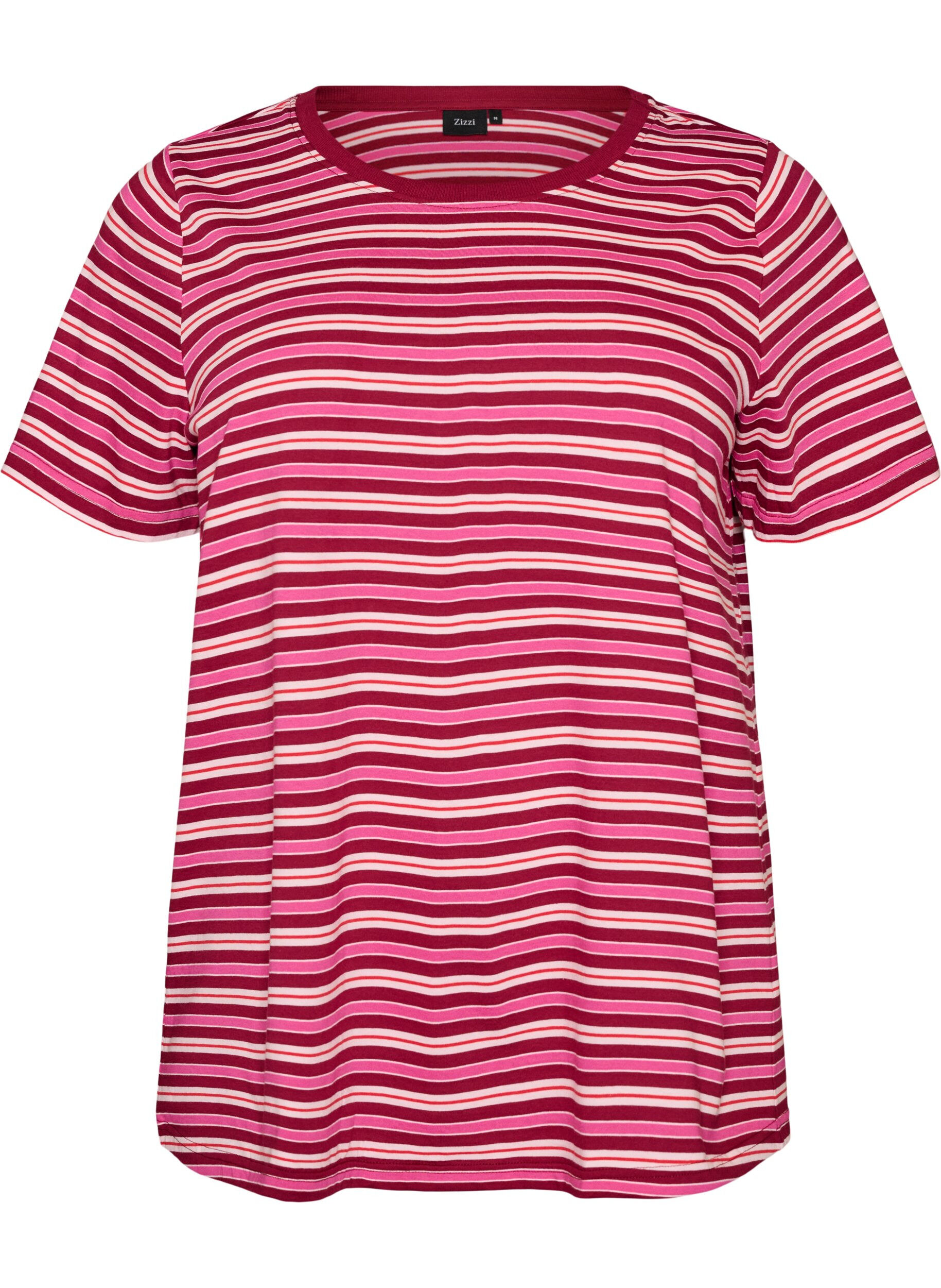 ZizziRaidallinen luomupuuvillainen T-paita, Punainen, Packshot image number 0