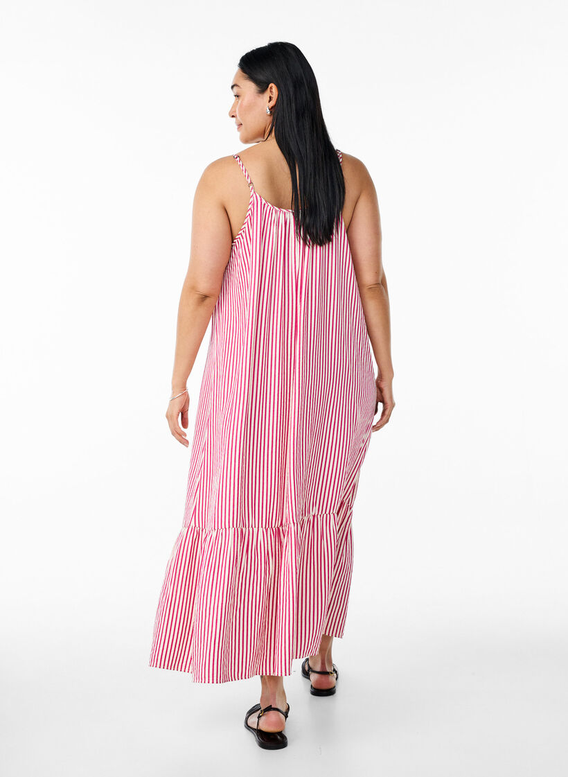 Raidallinen ja A-linjainen kes&auml;mekko, Vaaleanpunainen, Model image number 1