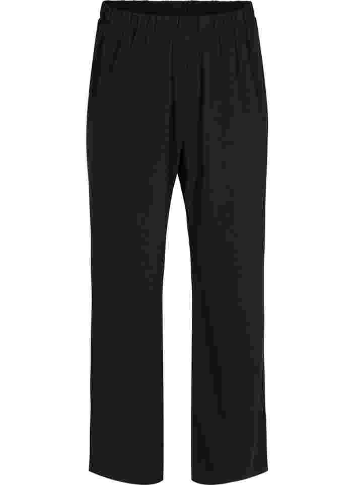 Leveälahkeiset housut taskuilla, Black, Packshot image number 0