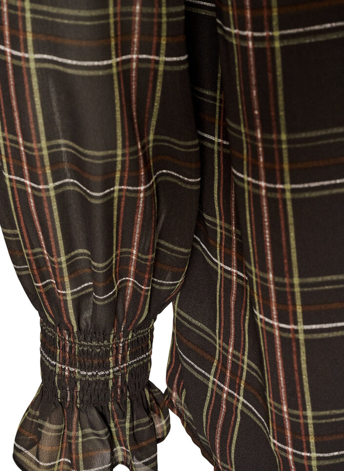 Ruudullinen pusero r&ouml;yhel&ouml;yksityiskohdilla, Vihre&auml;, Packshot image number 3