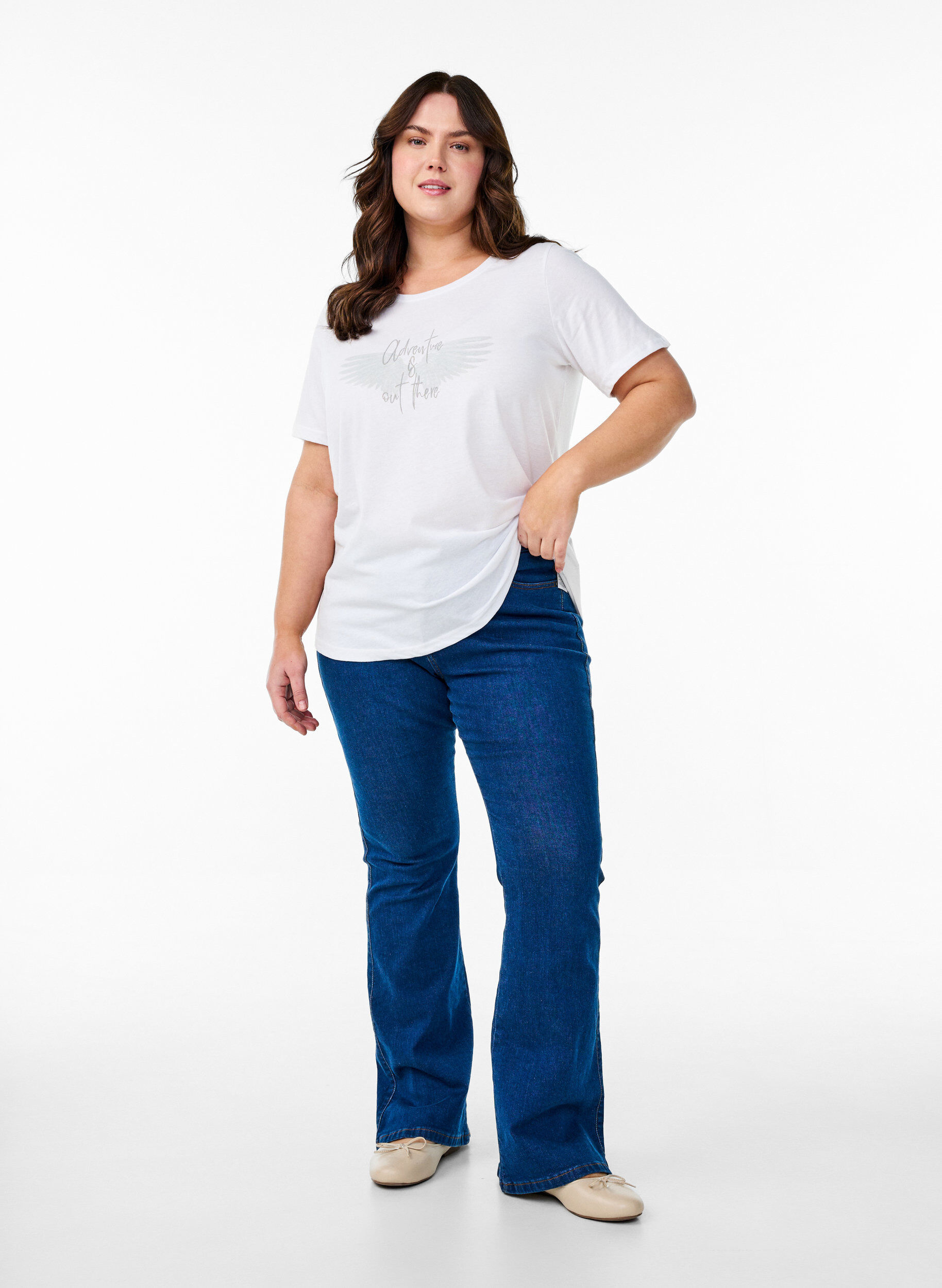 Zizzi FLASH - T-paita printill&auml;, Valkoinen, Model image number 1