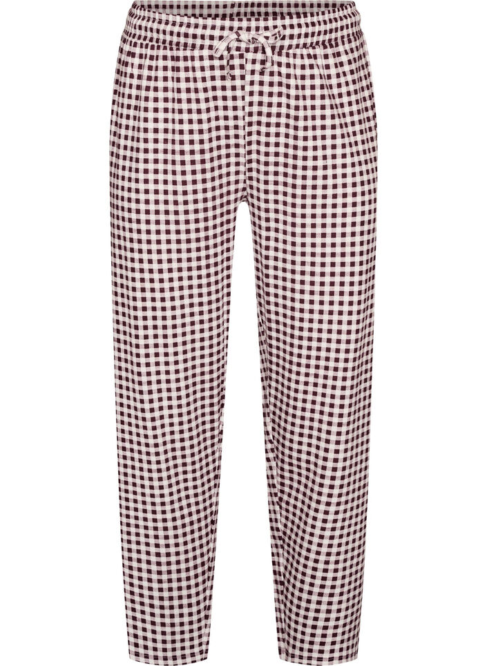 Puuvillapjama -housut korkealla vy&ouml;t&auml;r&ouml;ll&auml;, Punainen, Packshot image number 0