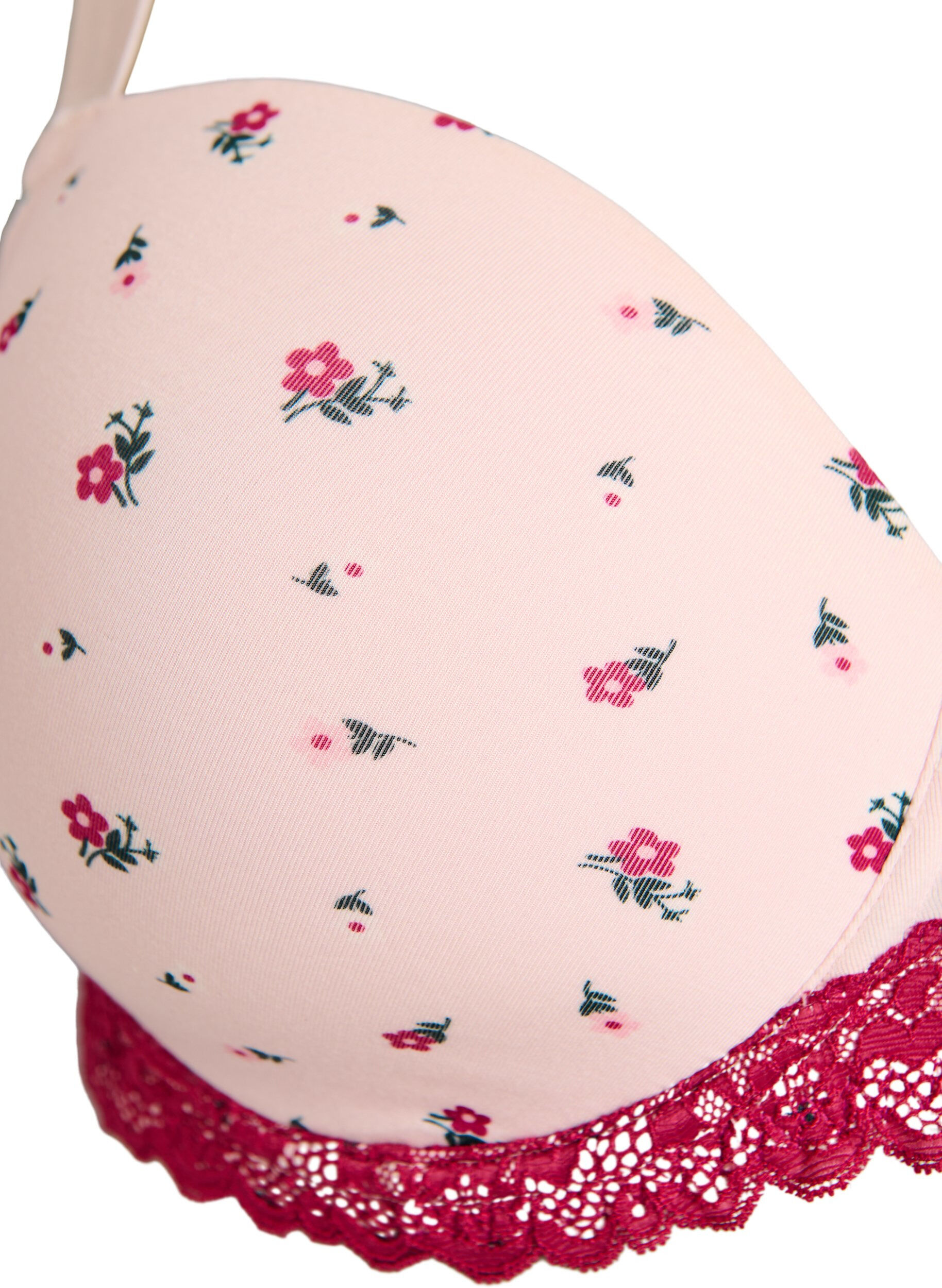 ZizziMuotoillut rintaliivit kukkakuosilla ja pitsill&auml;, Vaaleanpunainen, Packshot image number 2