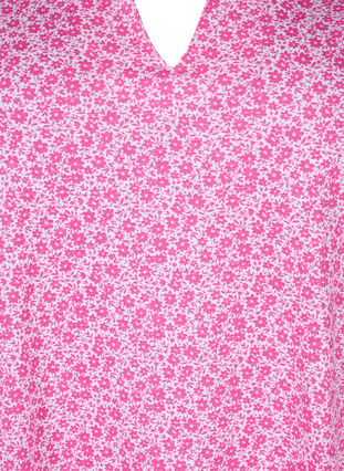 Kukallinen t-paita puuvillaa v-pääntiellä, Shocking Pink AOP, Packshot image number 2