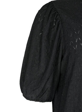 Mekko strukturoidulla kuviolla ja pallomaisilla hihoilla, Black, Packshot image number 2