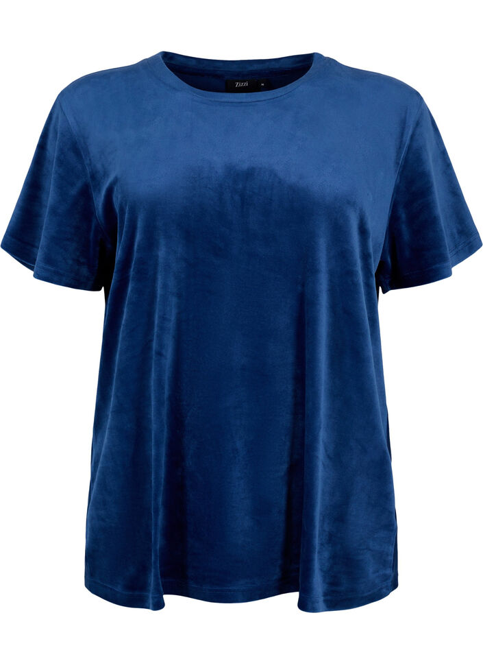 T-paita veluurista, Insignia Blue, Packshot image number 0