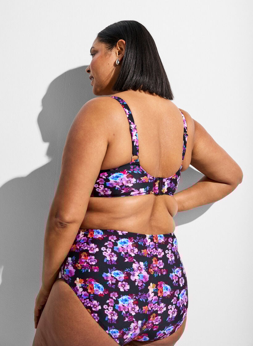 Kaarituelliset bikiniyl&auml;osa kuosilla, Violetti, Model image number 2