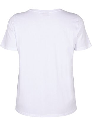 Puuvillainen T-paita, jossa on kukkakuvio ja muotokuva-aihe, B. White Face Flower, Packshot image number 1