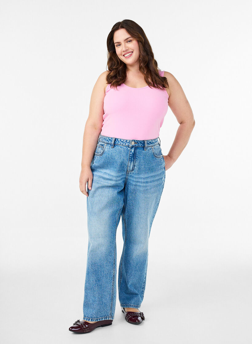 Yksiv&auml;rinen perus paita puuvillasta, Vaaleanpunainen, Model image number 1