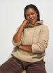 Fleece-huppari korkealla kauluksella ja brodeeratulla tekstill&auml;, Beige, Model image number 0