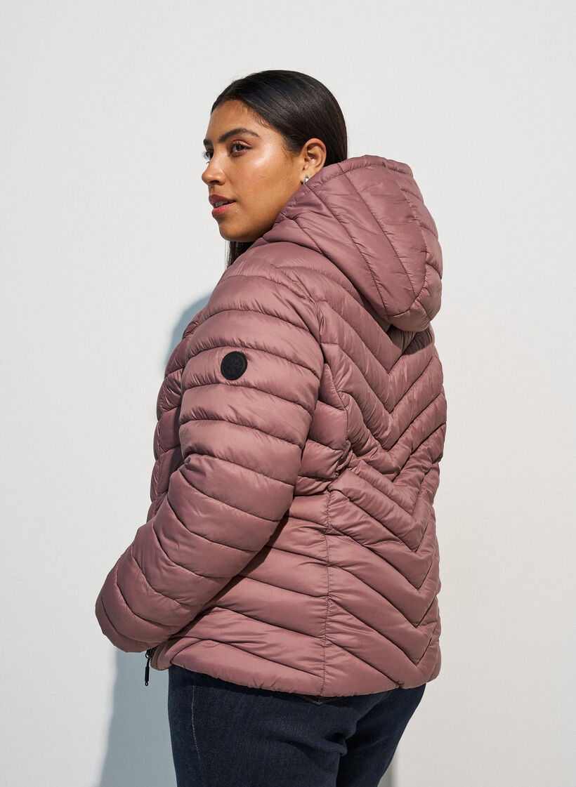 Kevyt takki hupulla, Vaaleanpunainen, Model image number 2