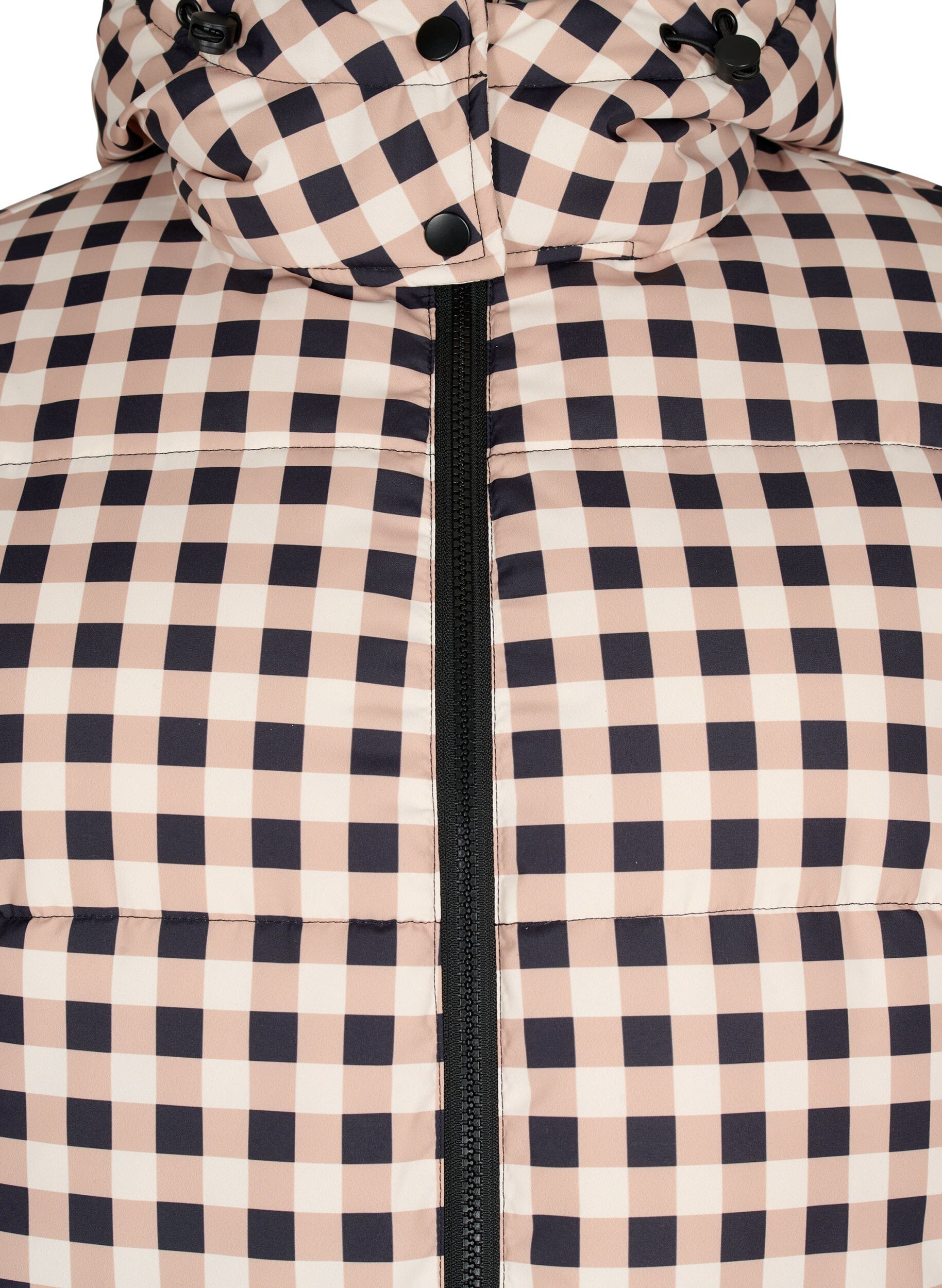 Zizzi Ruudullinen toppatakki talveksi, Black w. Nomad Check, Packshot image number 2