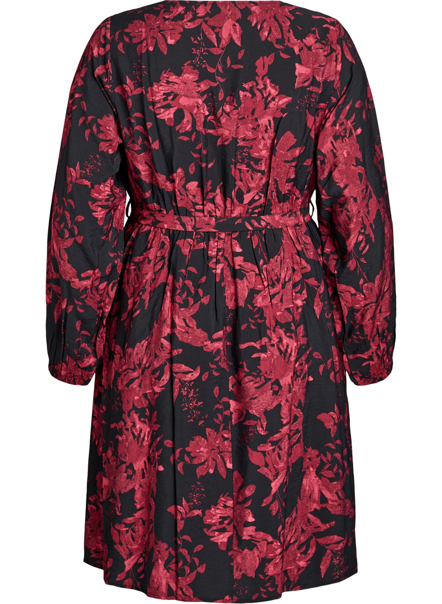 Zizzi Polvimittainen mekko vy&ouml;ll&auml; ja kietaisutyylill&auml;, Musta, Packshot image number 1