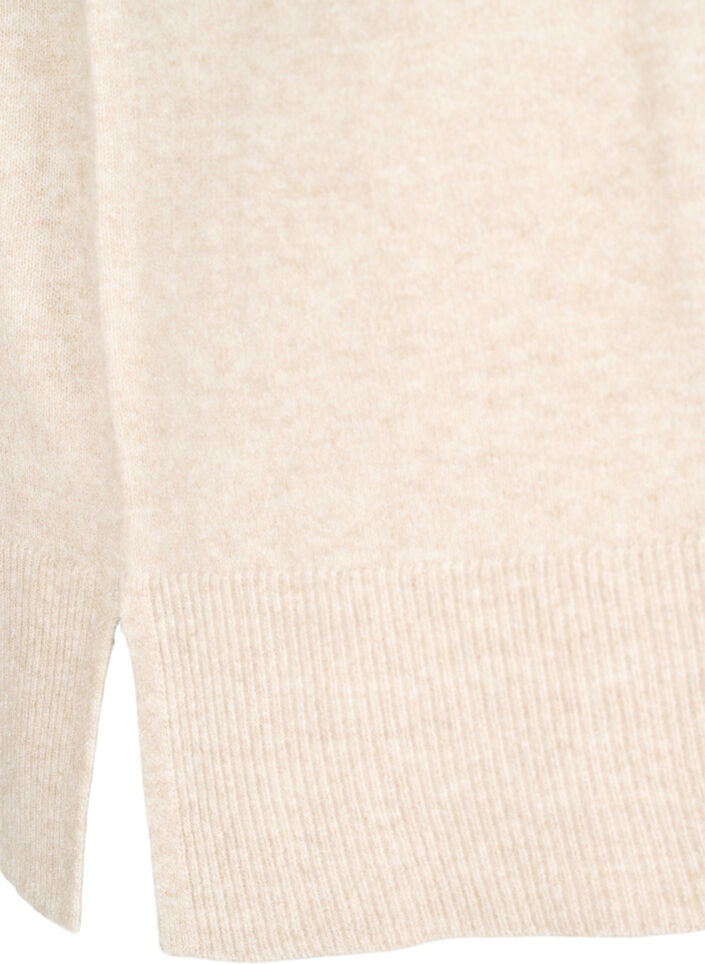 Neuleliivi, jossa on ribbireunat, Beige, Packshot image number 3