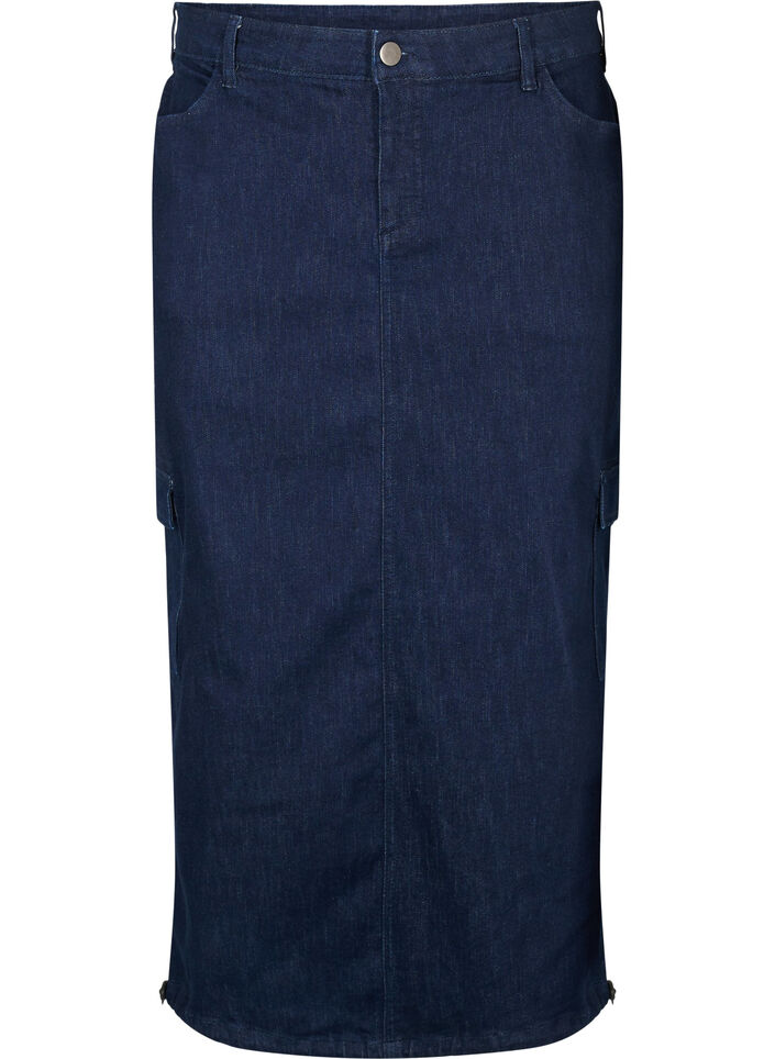 Farkkukankainen maksihame, Dark Blue Denim, Packshot image number 0