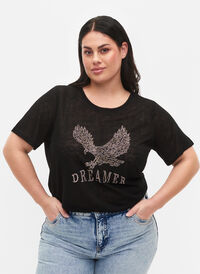 T-paita niiteillä ja pyöreällä pääntiellä, Black, Model