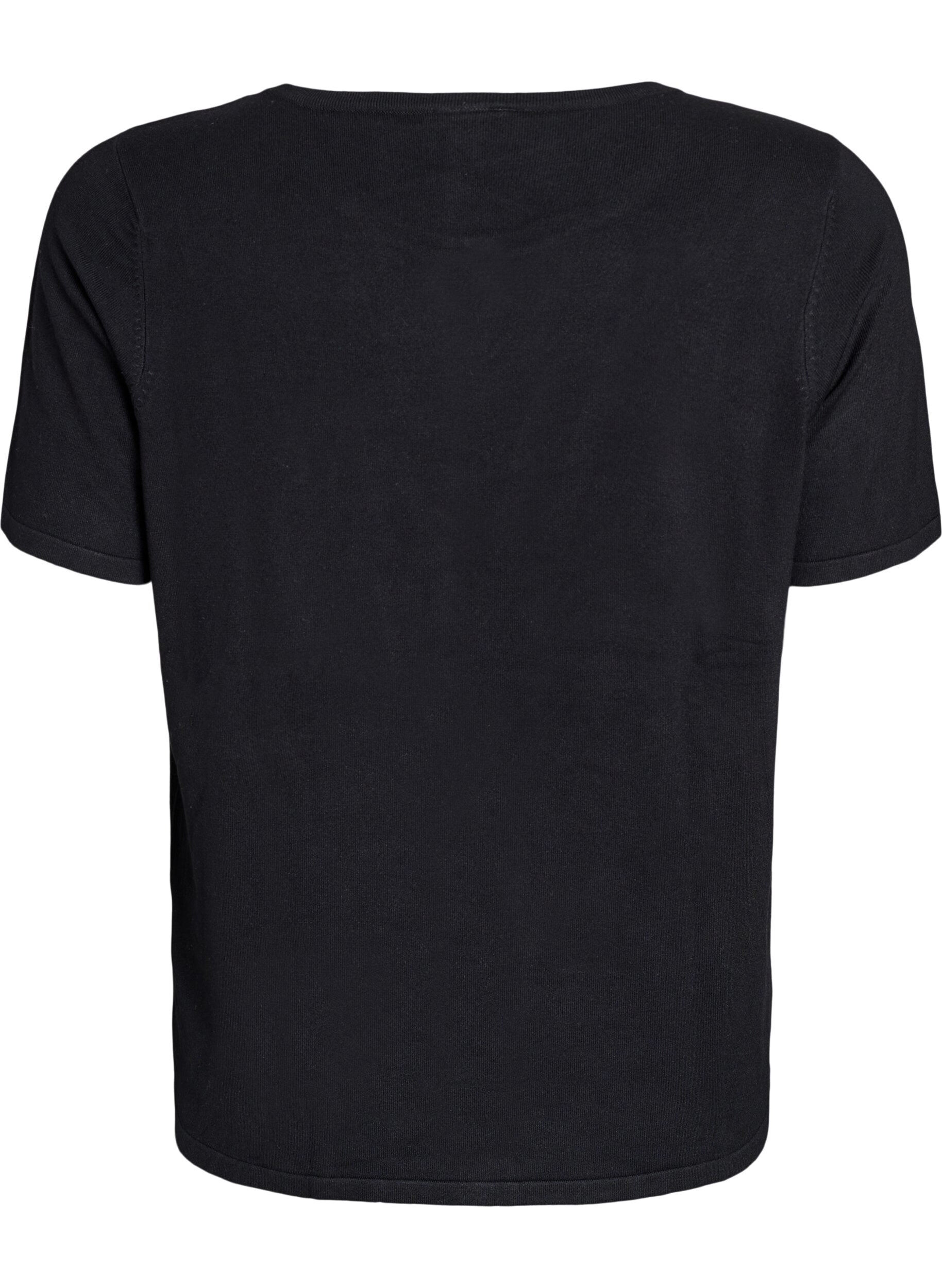 Zizzi Lyhythihainen neuletakki viskoosista, Musta, Packshot image number 1