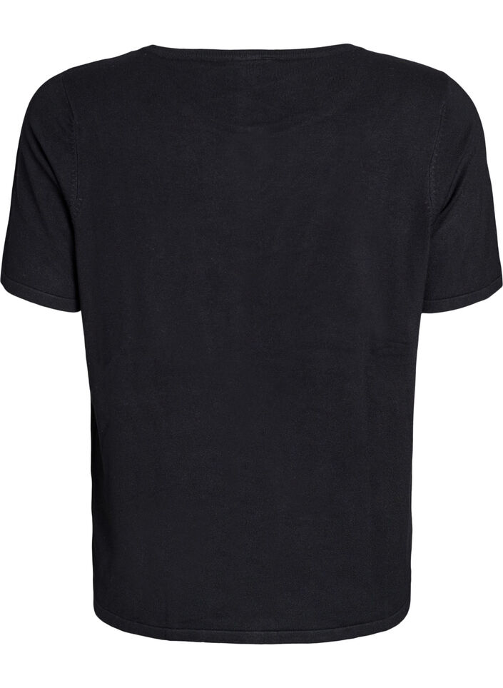 Lyhythihainen neuletakki viskoosista, Musta, Packshot image number 1