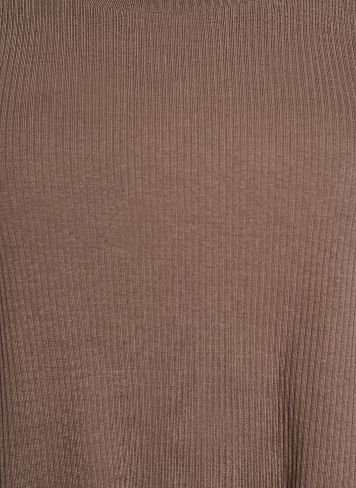 Ribattu jerseypusero, jossa on lyhyet hihat, Ruskea, Packshot image number 2