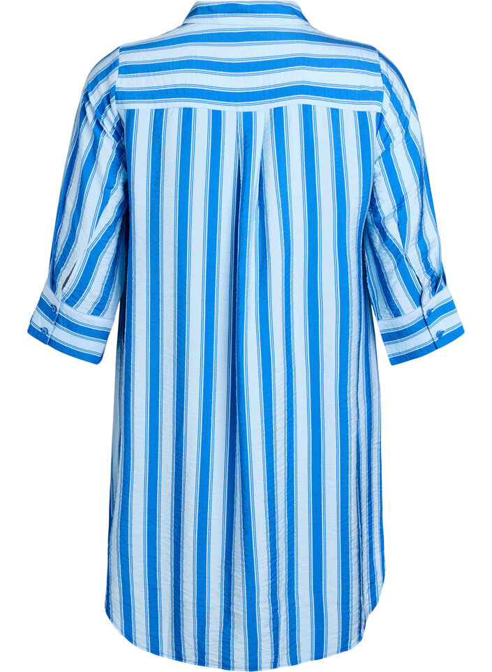 Lyhyt mekko kauluksella ja rintataskulla, Sininen, Packshot image number 1
