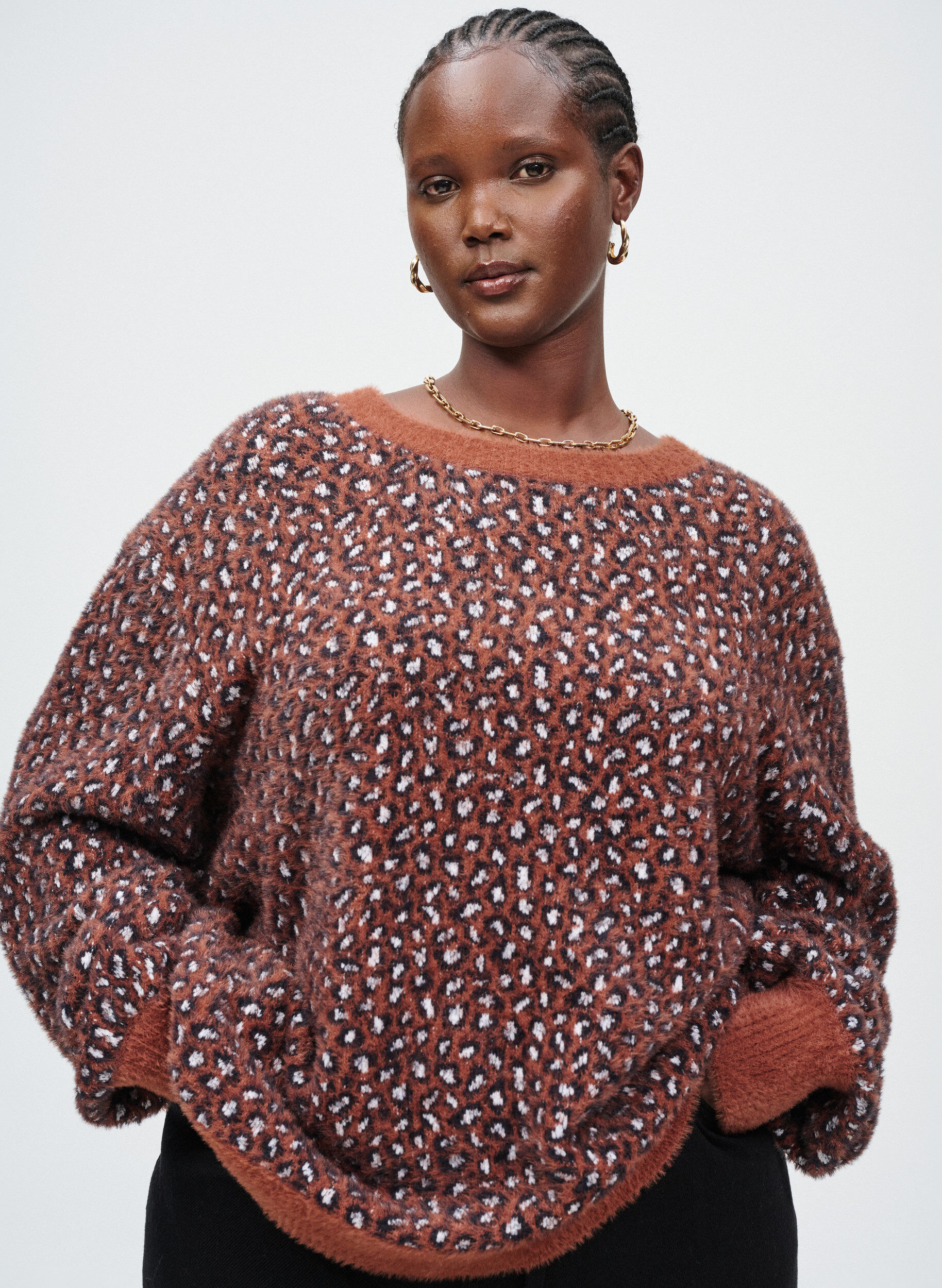 Zizzi Neule el&auml;inkuosilla ja p&ouml;rr&ouml;isell&auml; pinnalla, Punainen, Image image number 0