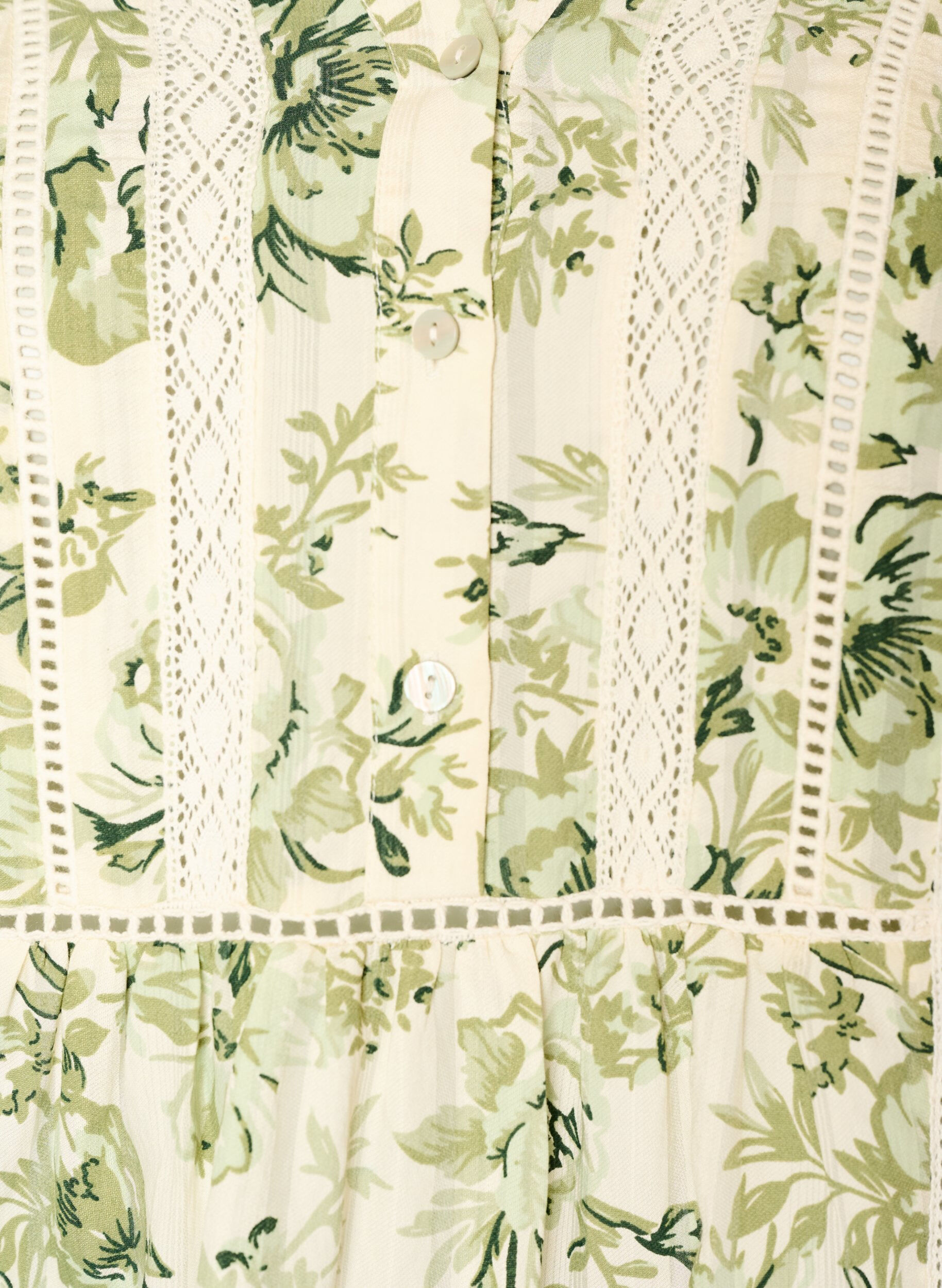 ZizziLyhyt viskoosimekko pitsikoristeilla ja A-linjaisella leikkauksella, Vihre&auml;, Packshot image number 2